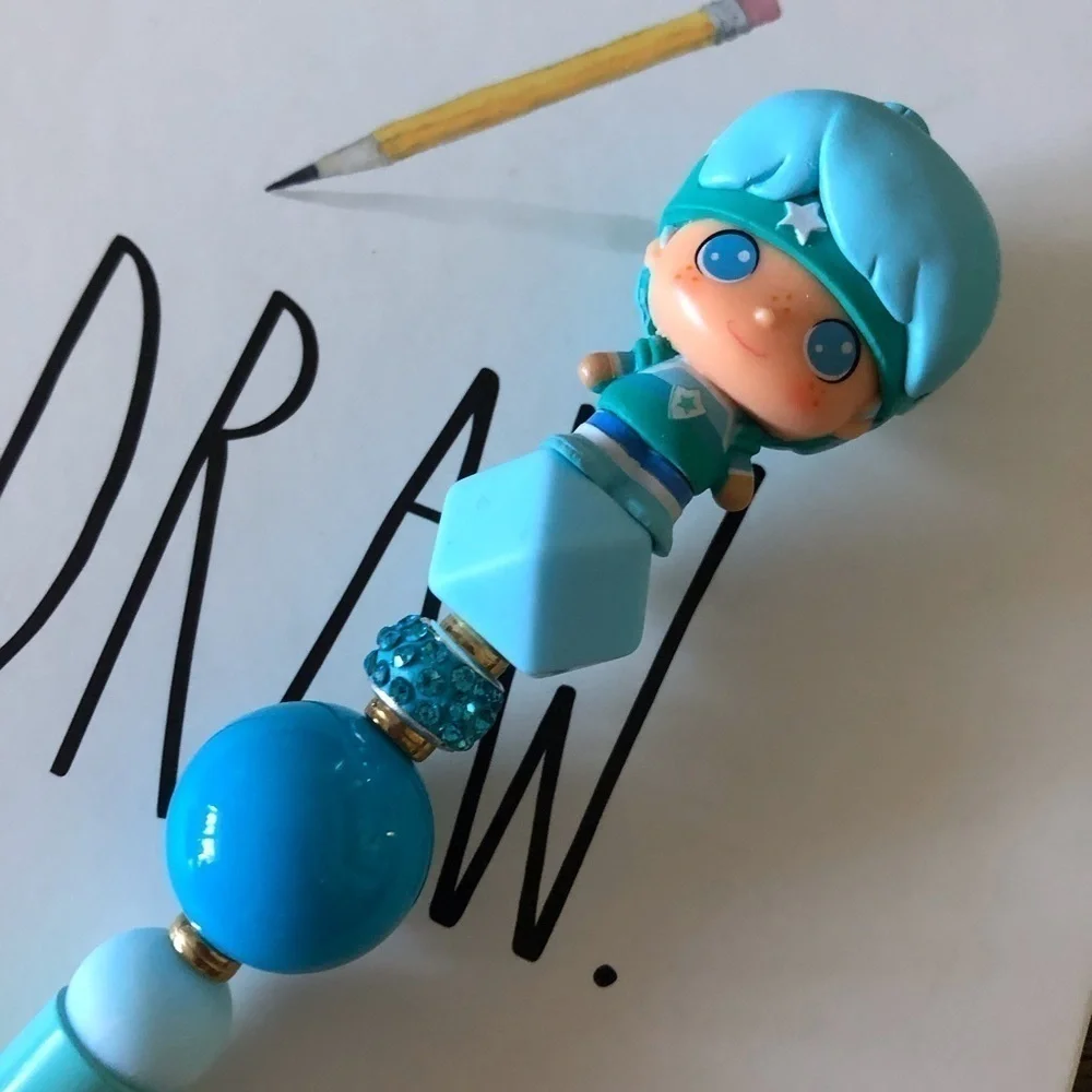 Rainbow Brite: Buddy Blue handmade beaded pen